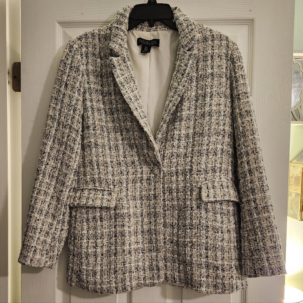 Rachel Zoe Black and White Tweed Blazer Size 8